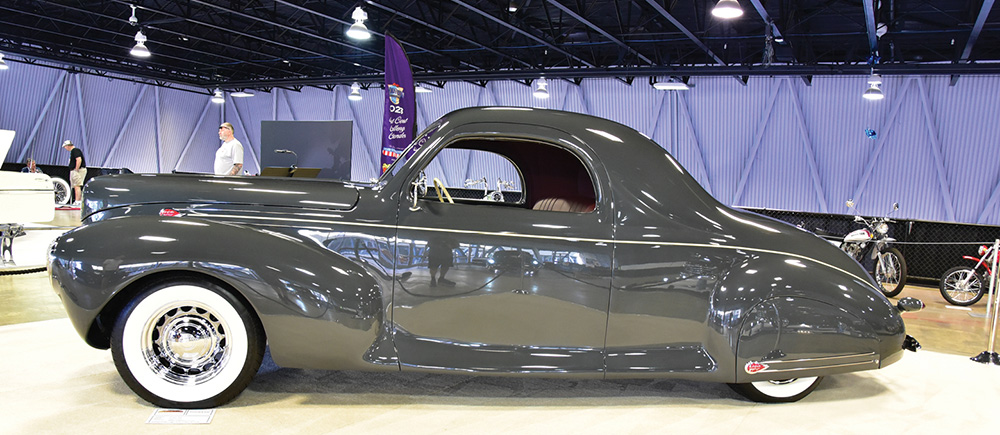 Custom gloss gray '40 Lincoln Zephyr on whitewalls