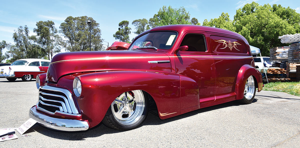 Slammed Candy Apple Red '48 Chevy Sedan Delivery