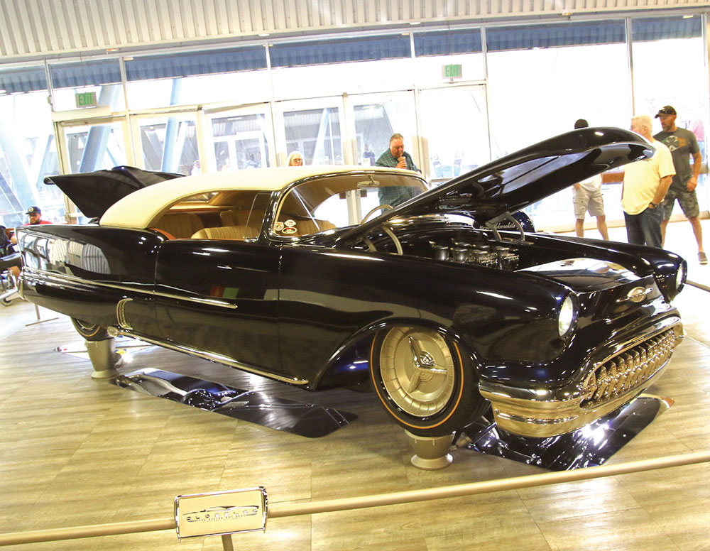"Way Past Midnight Blue" painted custom '56 Oldsmobile convertible