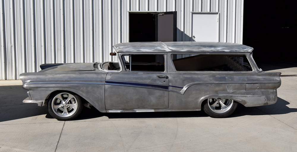 The project started with a sound ’57 Ford Ranch Wagon that was stripped to bare metal at the start of the project.