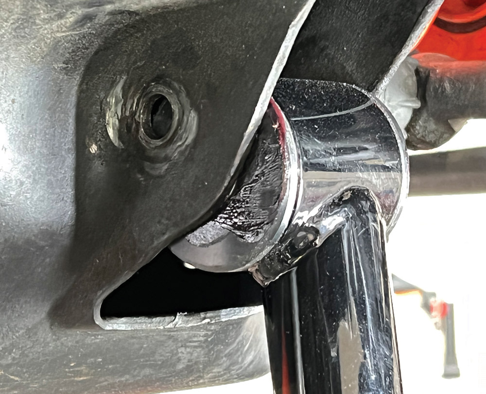 With minor tweaking of the frame, the lower control arms slipped in place.
