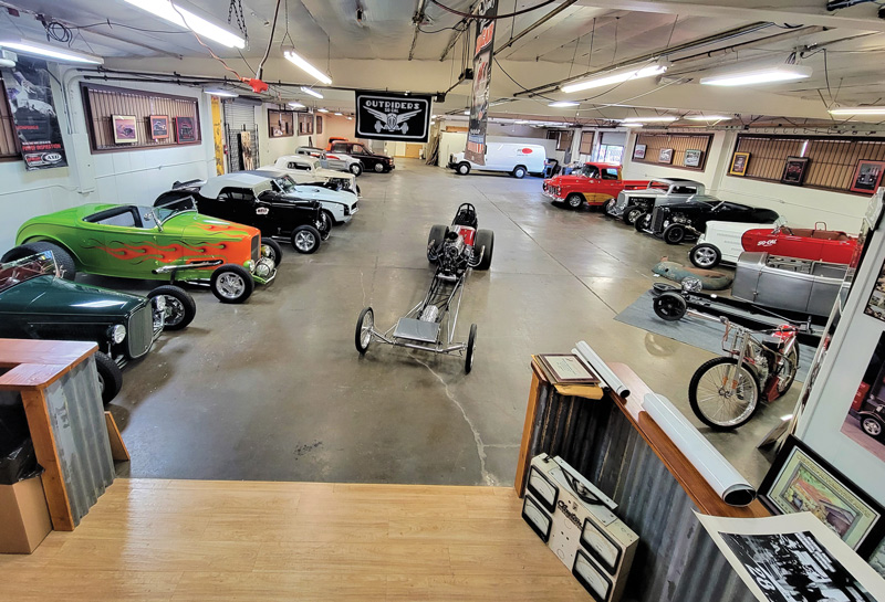garage with hot rods