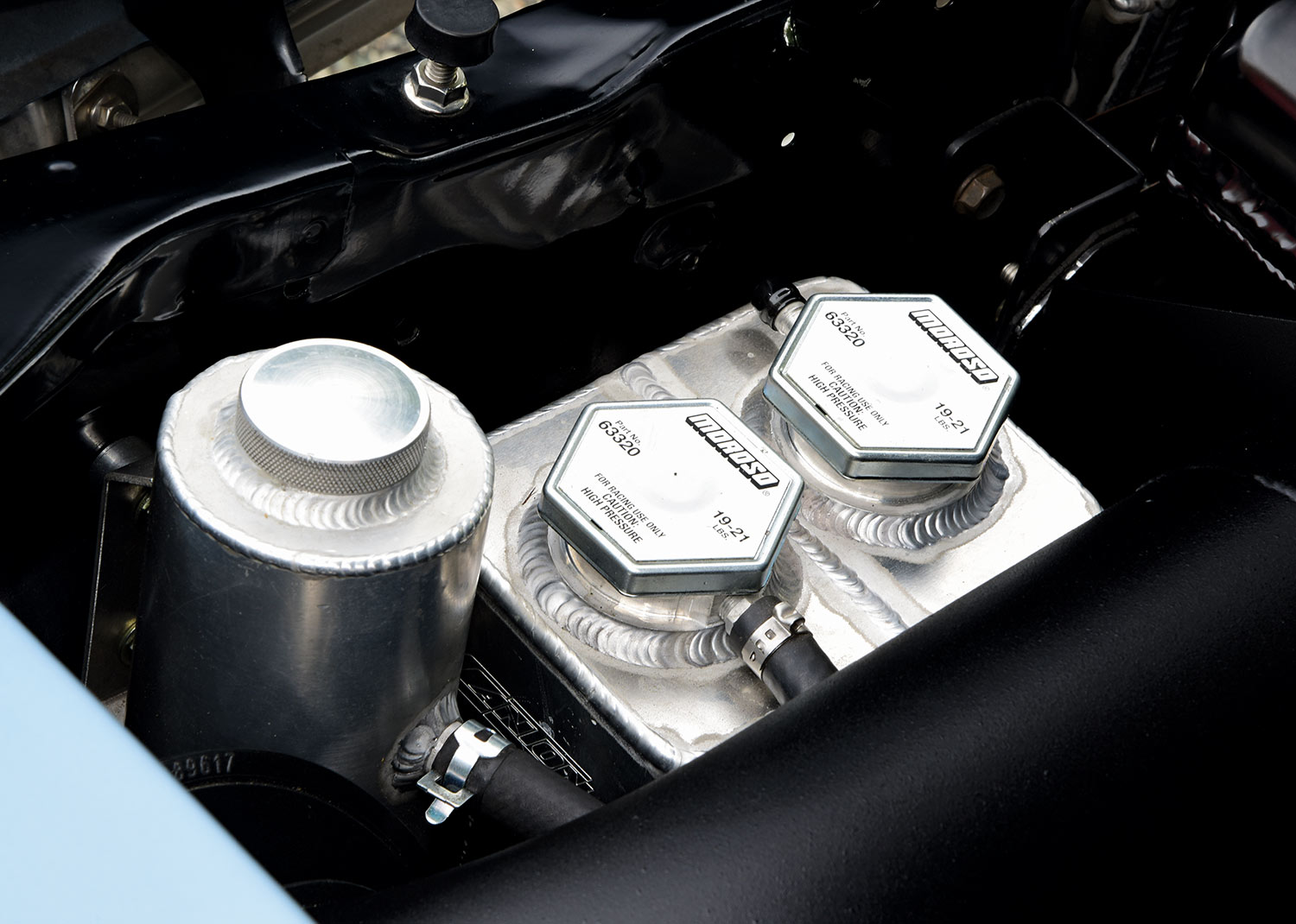 close view of an engine component on the LT4 Supercharged ’65 Chevy Impala SS