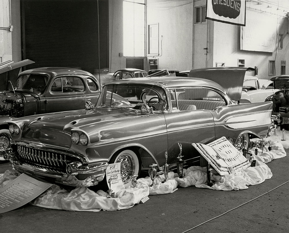 Lauralee Dobbel’s custom ’57 Chevy on display at a show