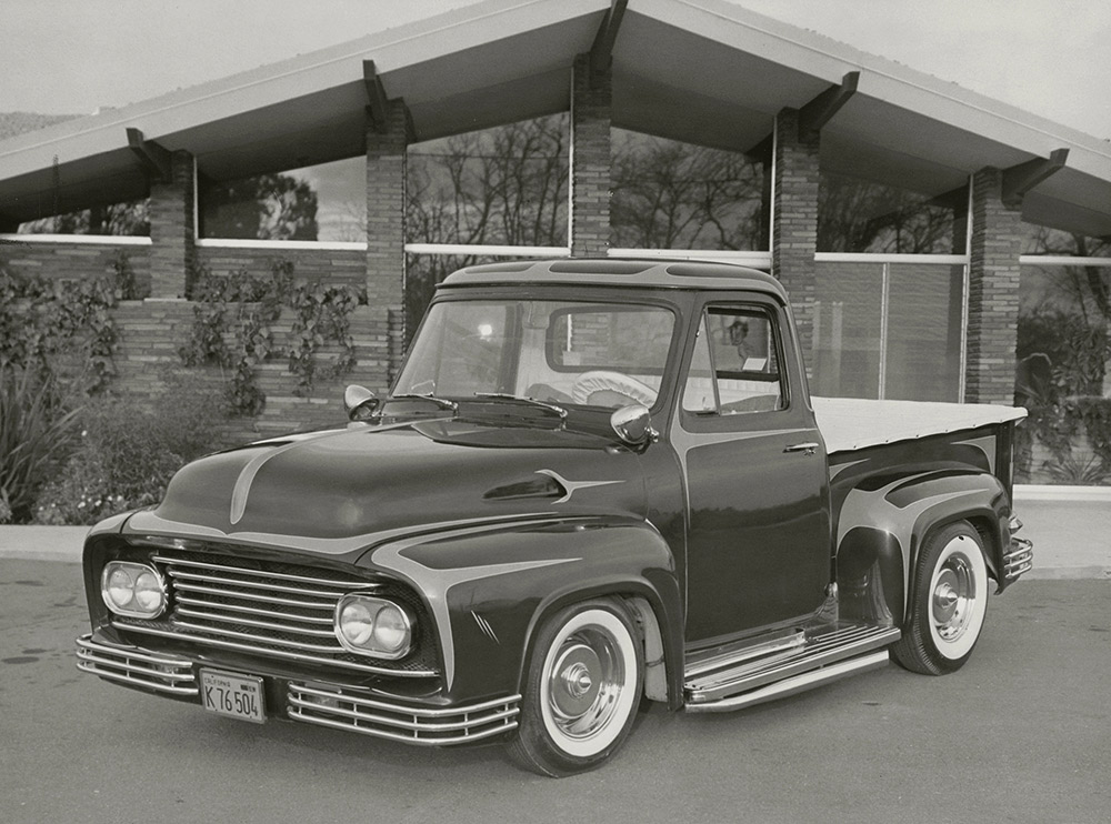 Photo from June 1958 of Duke Chavez's custom '55 F-100