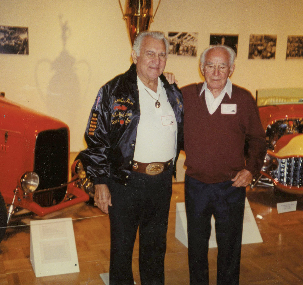 Tommy and his good friend Joe Bailon at the opening of Oakland Museum “Hot Rods and Custom” exhibition, 1997