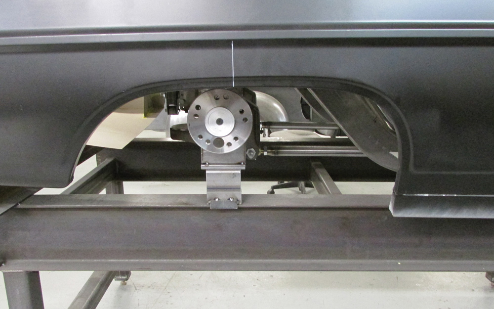The AME chassis was ordered with a 112-inch wheelbase, instead of the stock 110-inch wheelbase, so the DSR crew knew they’d have to adjust the wheel openings to accommodate the stretched wheelbase.