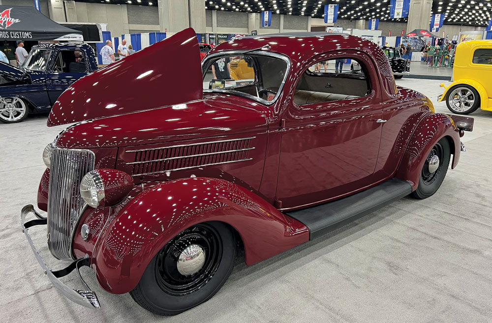Gloss apple red '36 Ford 3 window coupe