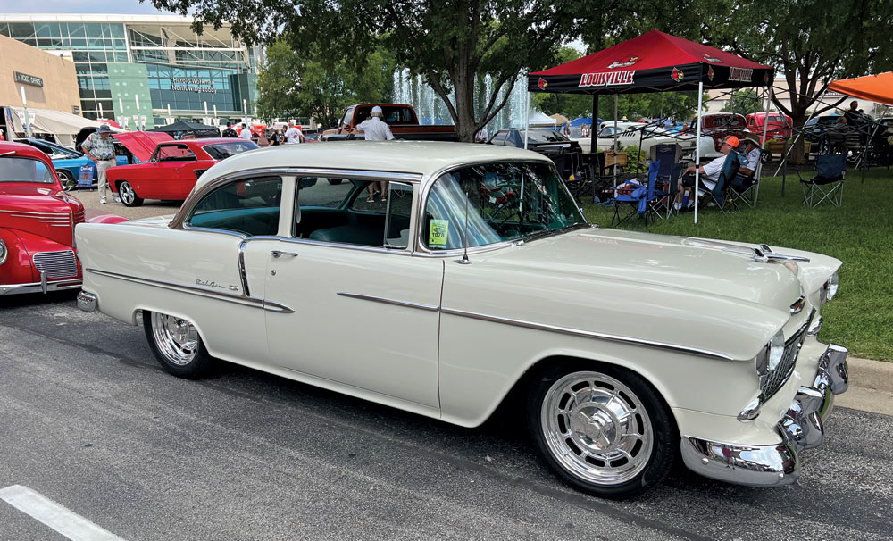 Ivory '55 Chevy coupe