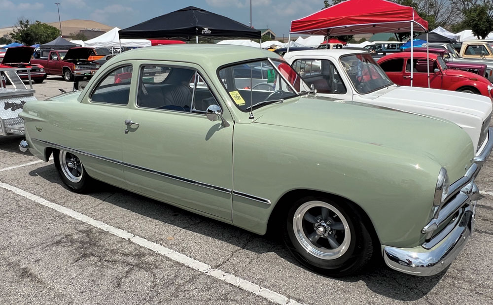 Pale jade green '49 Ford Custom Club coupe