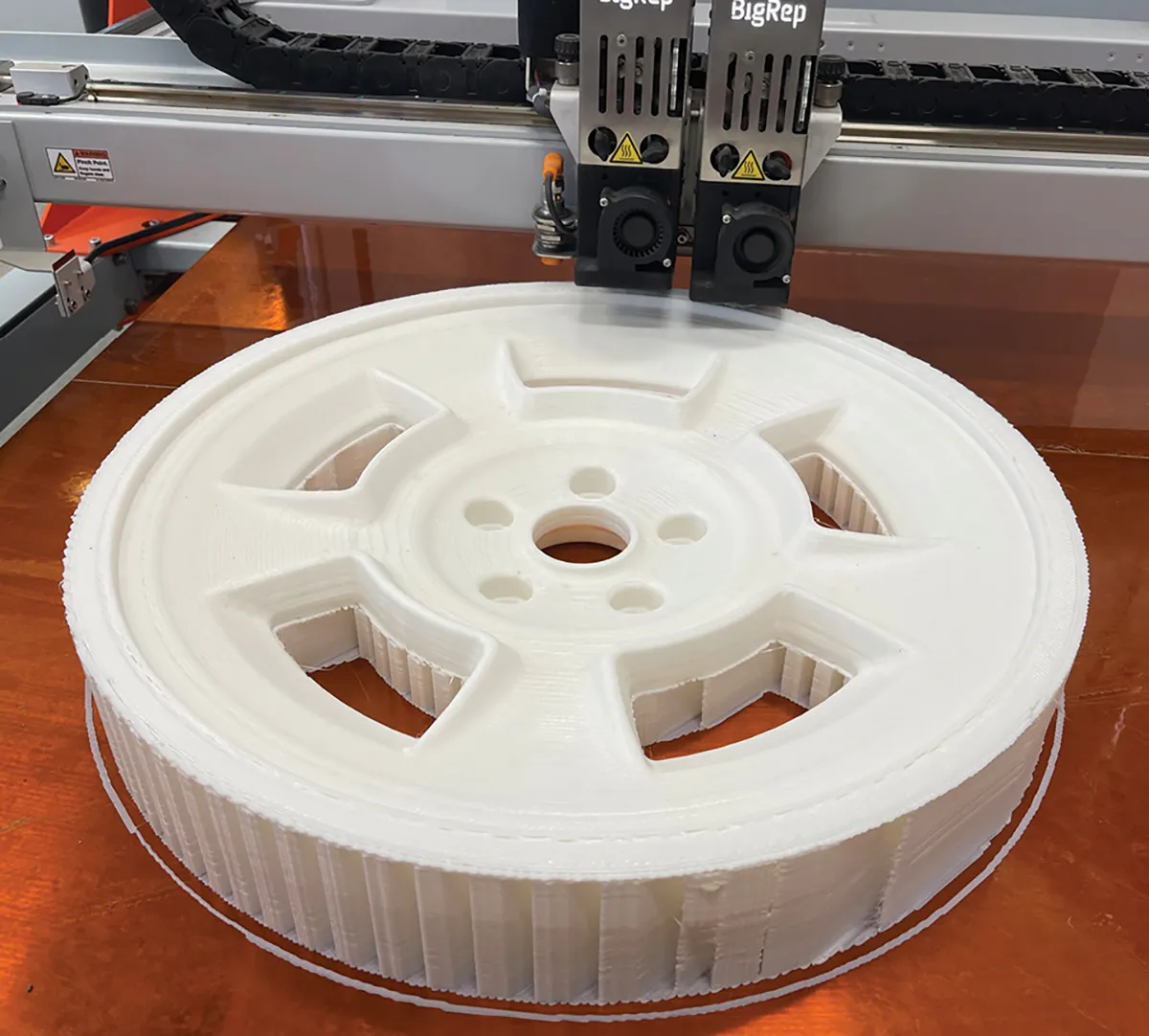 As with many of the elaborate components of the car, a test piece was printed to allow a careful review before committing to making the parts from expensive aluminum billet.
