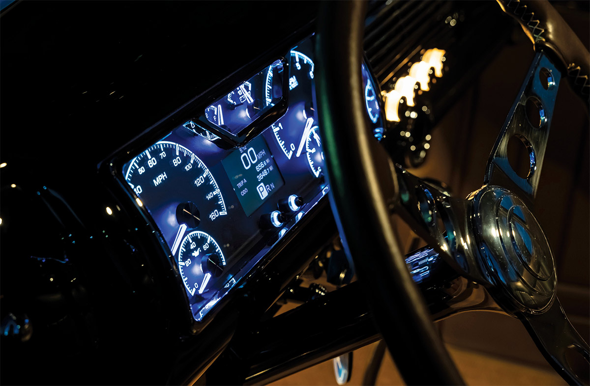 Coupe's lit dashboard at night