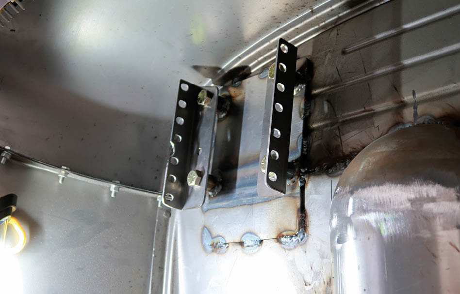 The multiple vertical holes in Kugel mounting brackets provides options for positioning the master cylinders as well as the location of the pedals in relationship to the floor.
