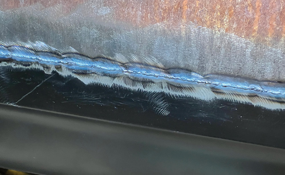 Close up of welds