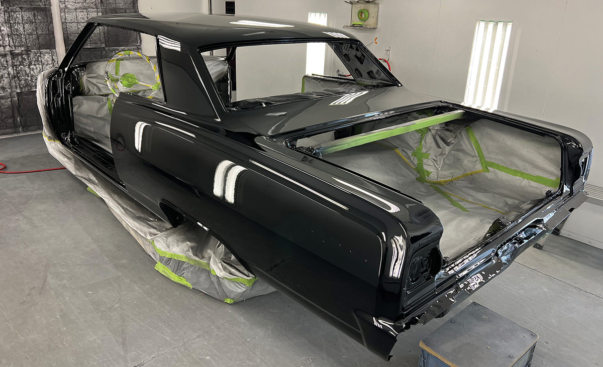 Chevelle body fully painted in black