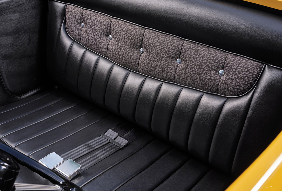 black leather seating in a ’32 Ford
