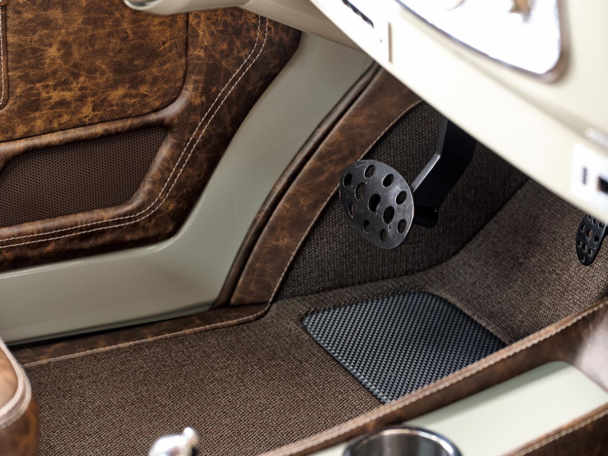 the desert beige ’41 Willys Coupe's driver footwell