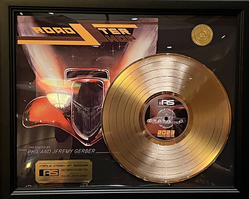 Framed Gold Record award with album cover inspired by ZZ Top's Eliminator