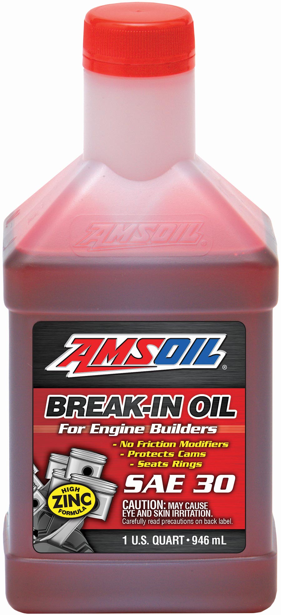 Break-In oil isn’t just for flat tappet engines. AMSOIL Break-In oil quickly seats piston rings and protects piston pins and valvetrain components with zinc and phosphorus.
