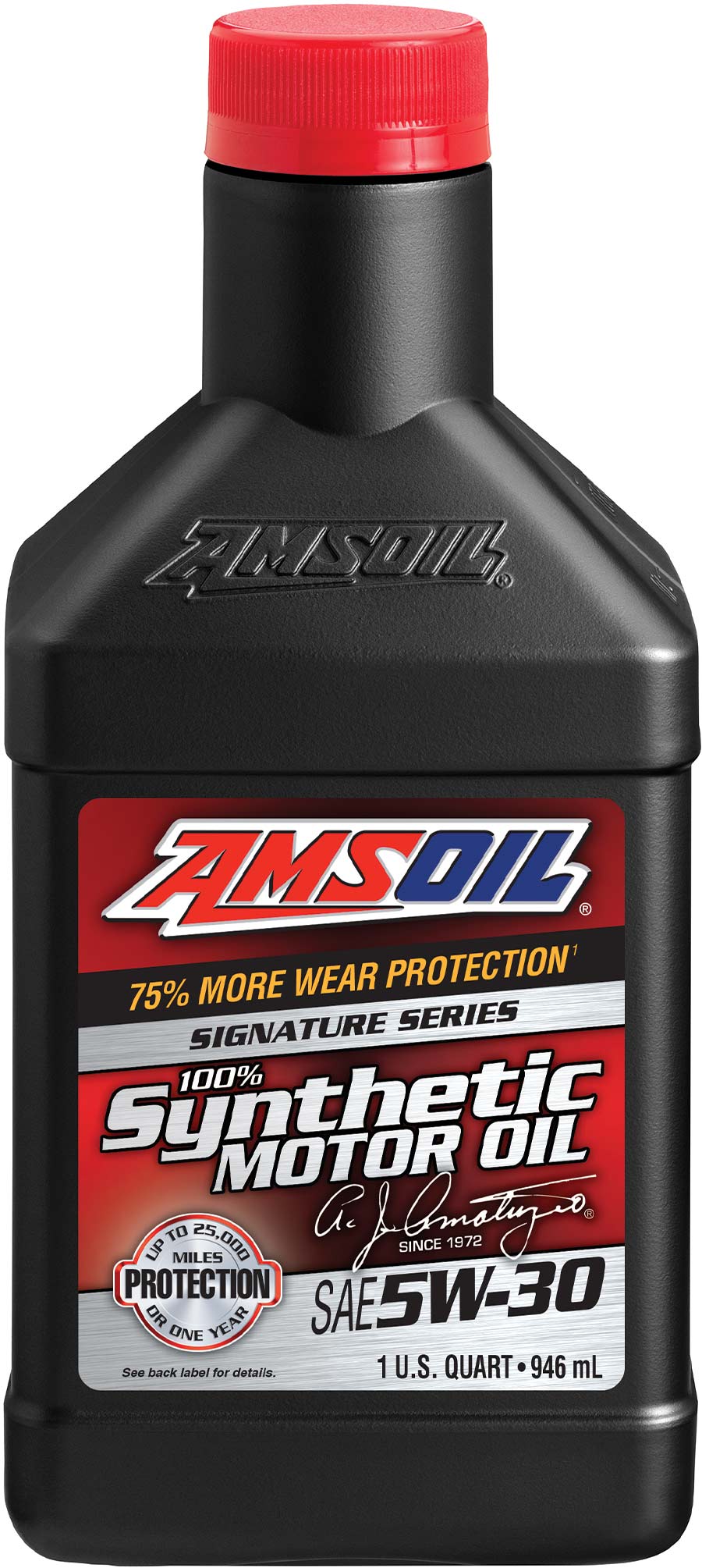 The AMSOIL Signature series is for extended drain intervals. It provides 75 percent more engine protection against horsepower loss and wear and 50 percent more cleaning power versus AMSOIL OE Motor Oil.
