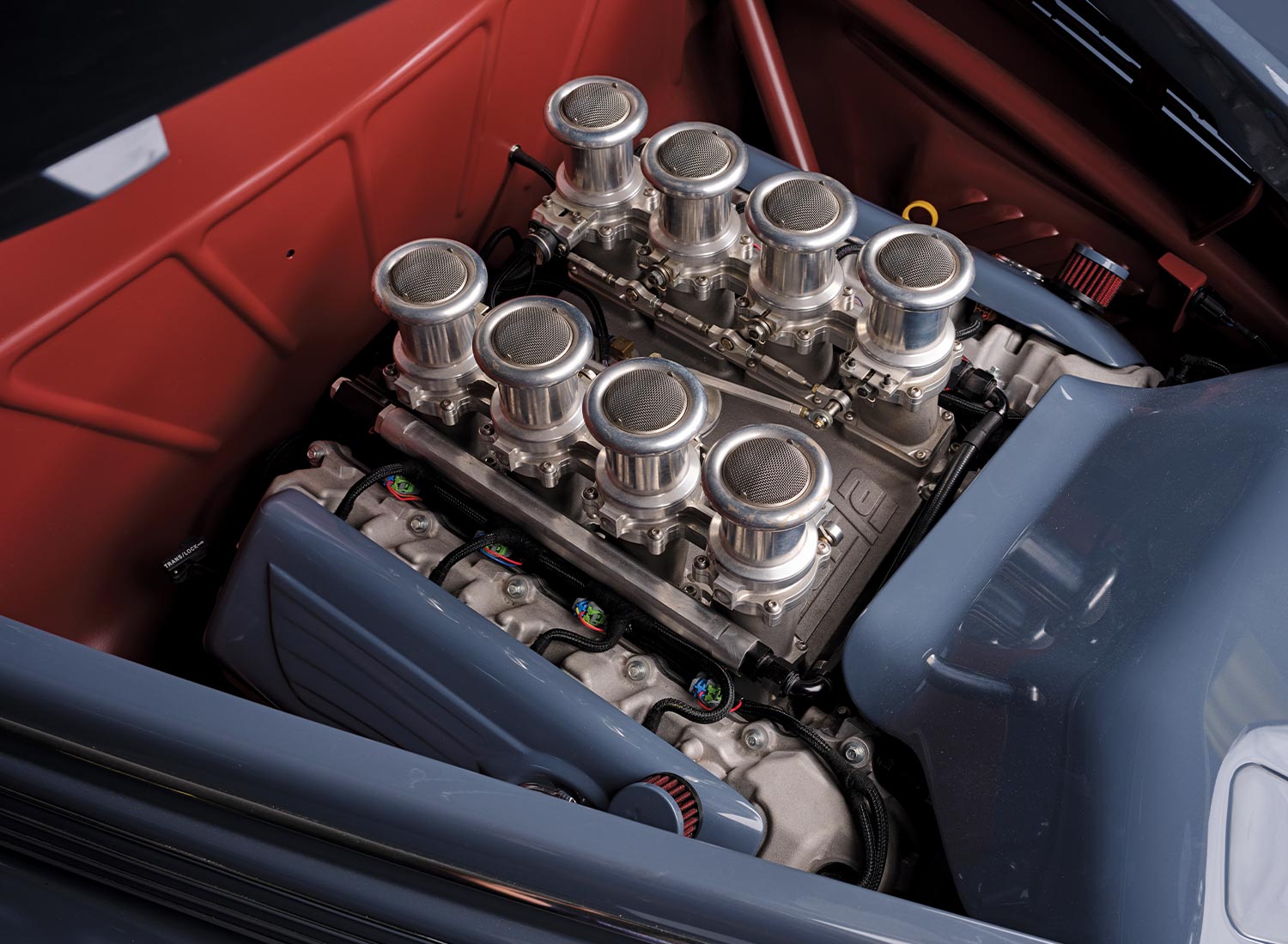 the custom ’38 Lincoln Zephyr's engine