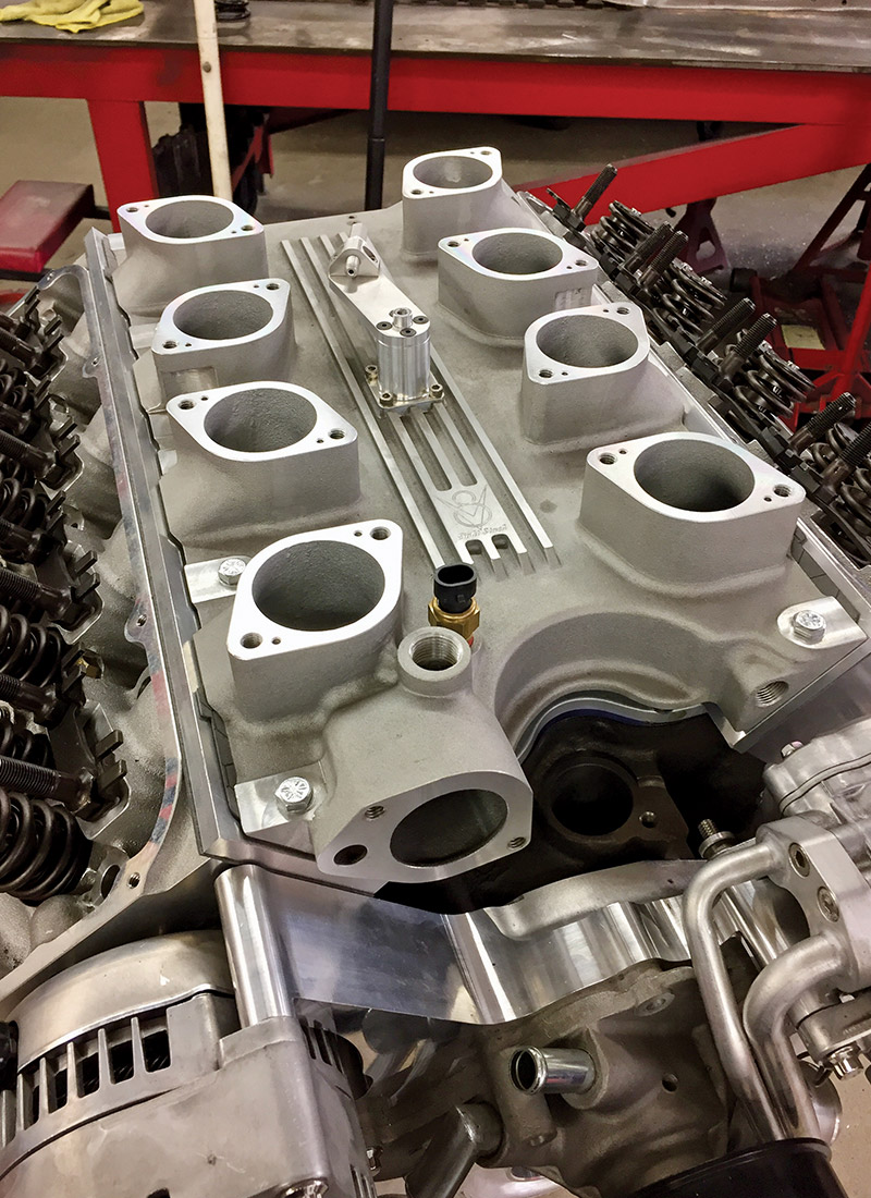 An eight-stack intake manifold seen from slightly above