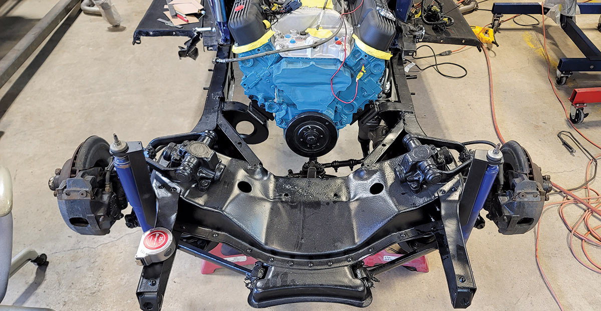 Chassis and engine on jackstands