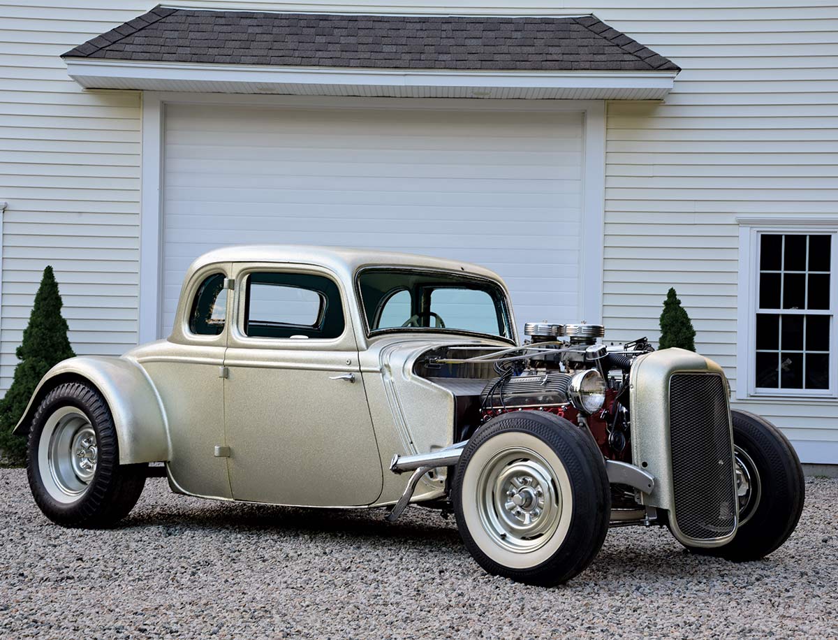 '34 Ford channeled coupe exterior 3/4 view