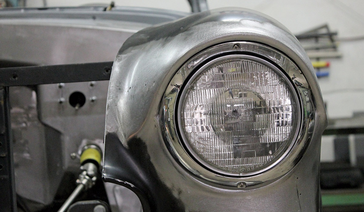 Close up of completed headlight repair