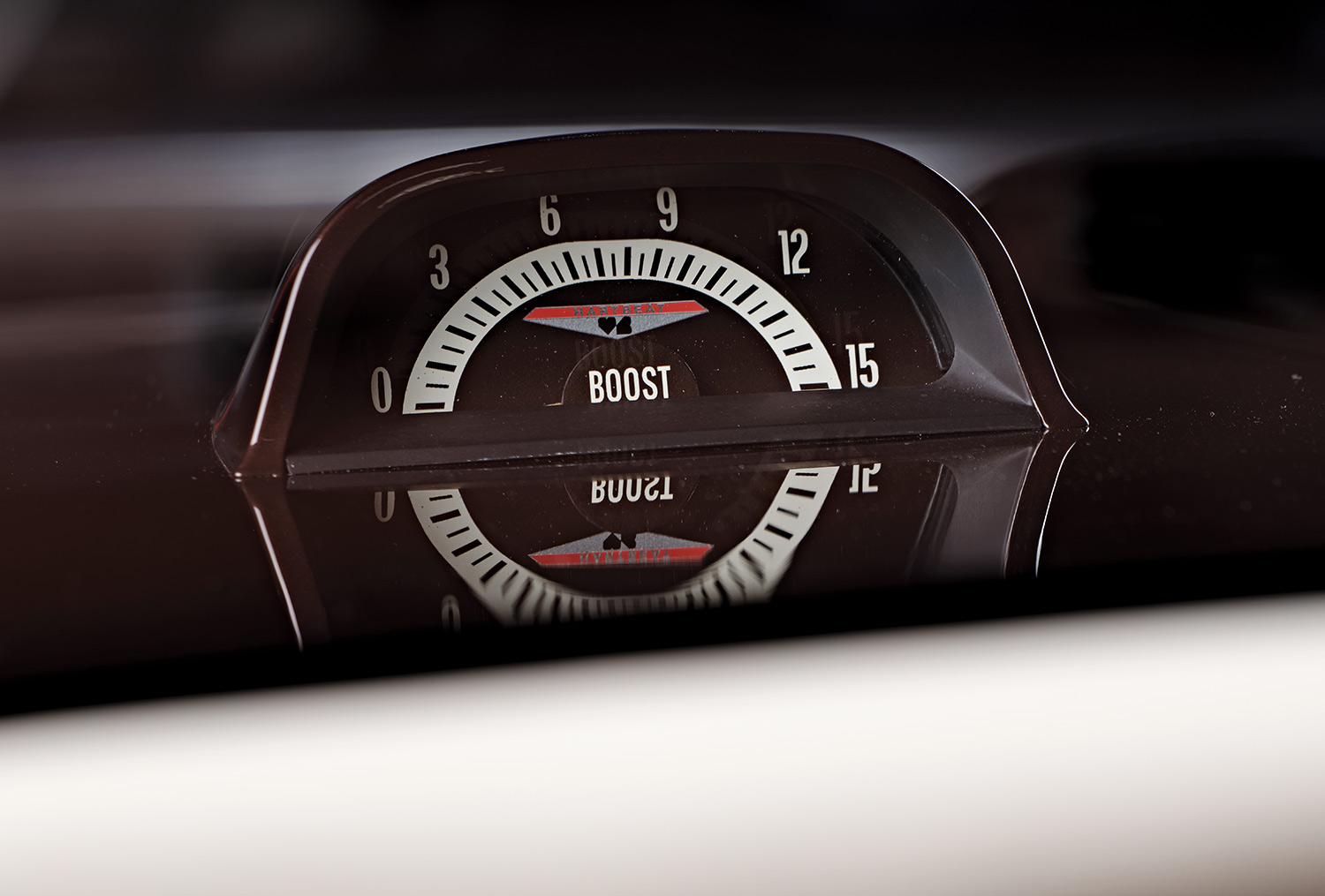 close view of the ’69 GTO's boost gauge