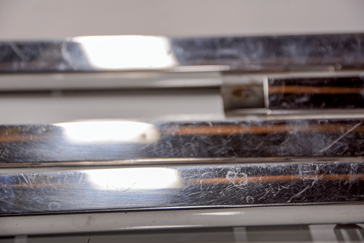 close view of the ’66 Nova's rough trim pieces