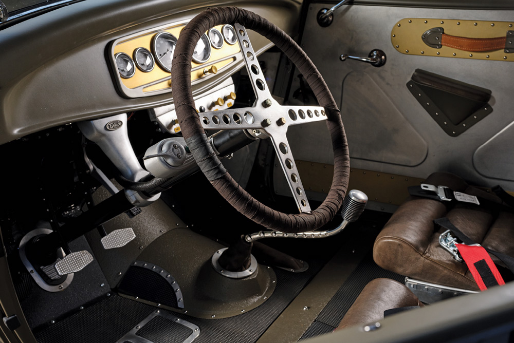 steering and dash in a ’32 Ford