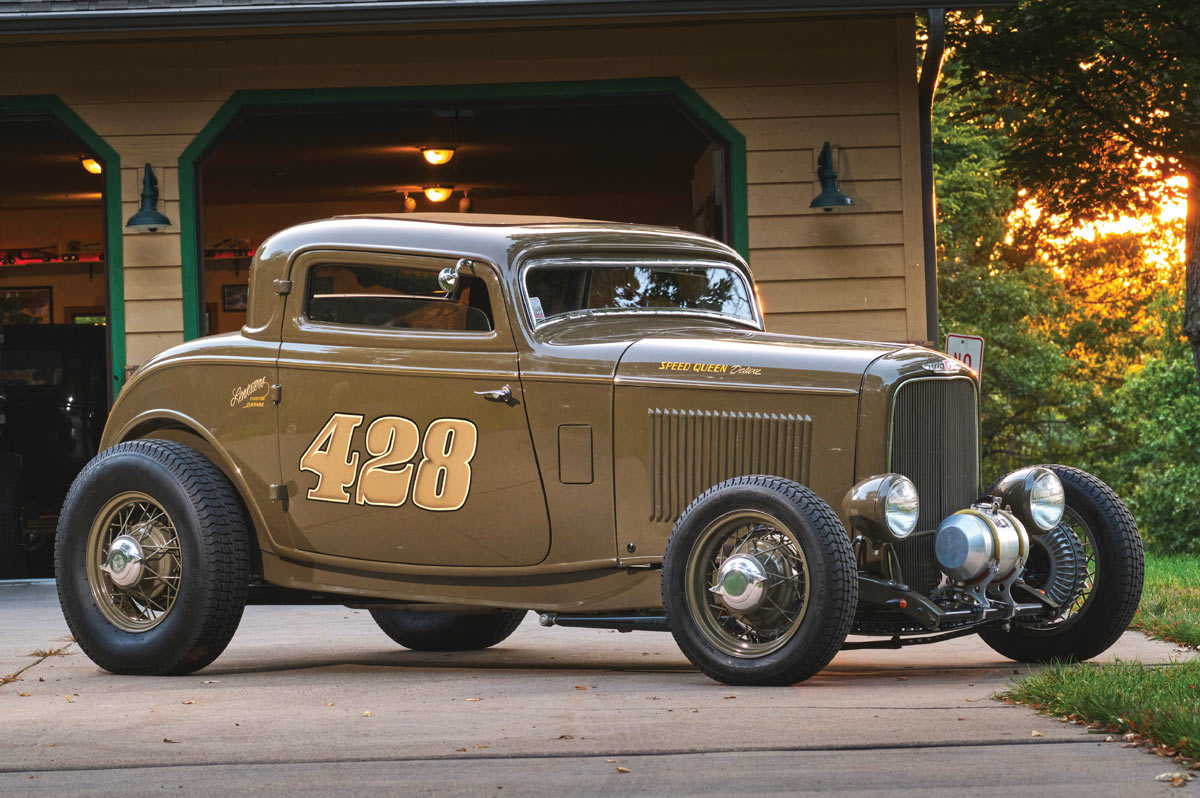 passenger side of a brown ’32 Ford with the number 428 on the side