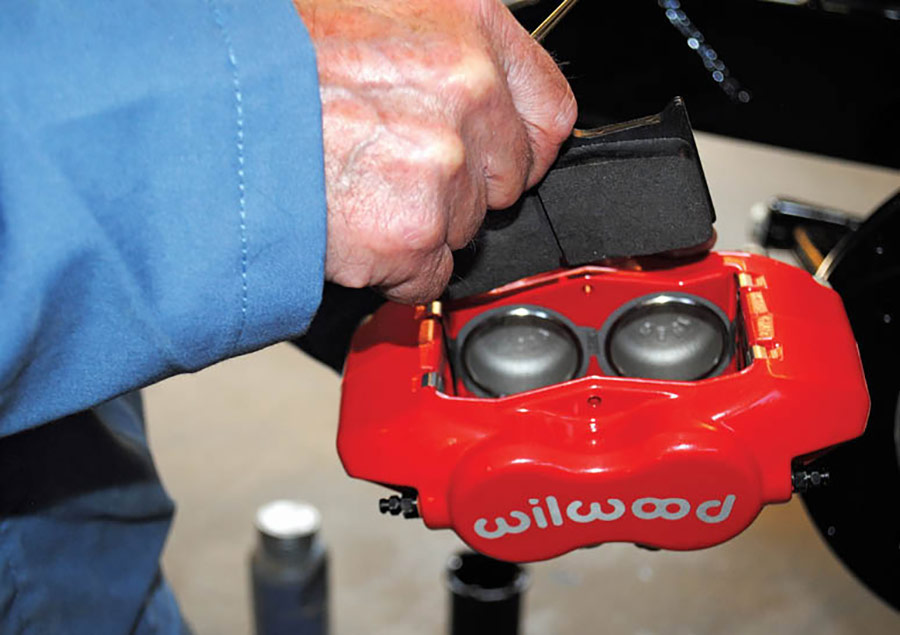 The calipers for this application are Wilwood’s four-piston forged Dynalites (PN 120-13844-RD) in red powdercoat.