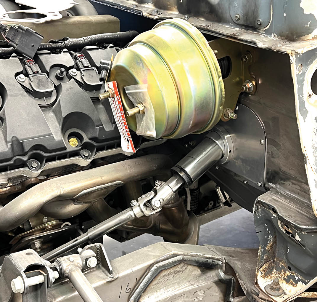 Colin opted for power brakes and installed a vacuum booster, PN 5772BB-8D for ’57-72 Fords, from Classic Performance Products.