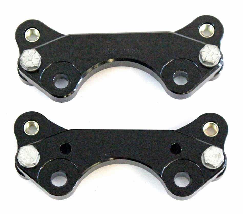 Included in the Wilwood front disc brake kit for the ProSpindles are a pair of bolt-on, “lug-style” caliper brackets.