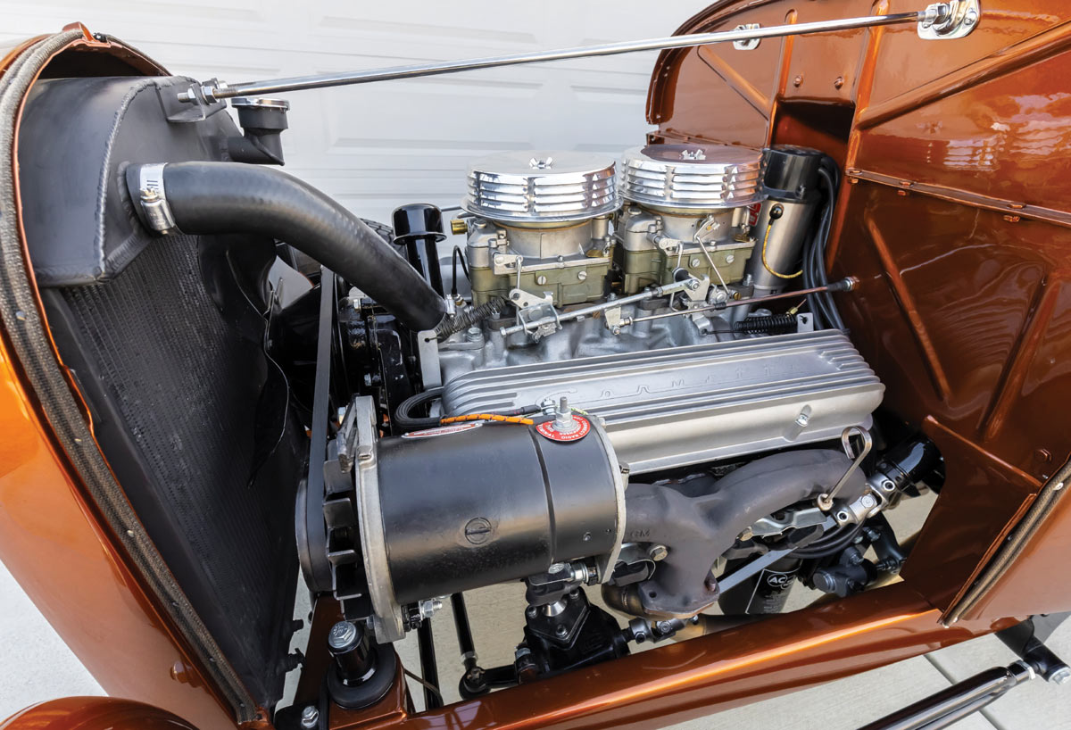 engine in a ’29 Ford Model A roadster