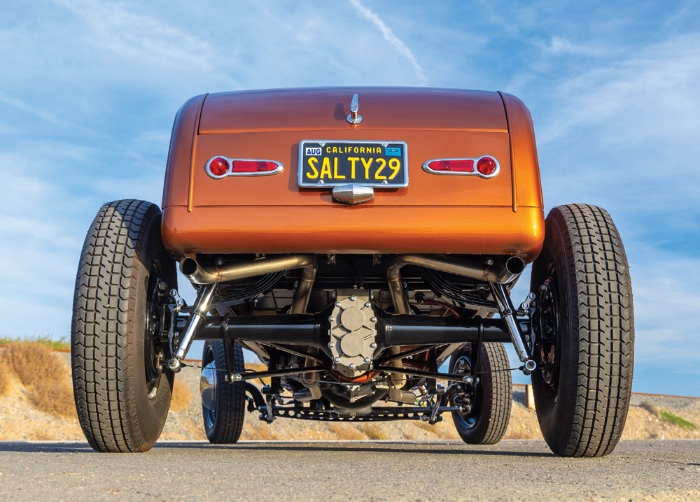 rear view of underneath a ’29 Ford Model A roadster
