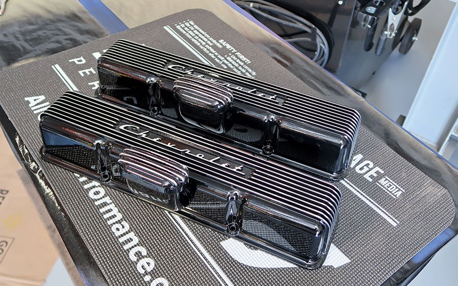 valve covers painted with gloss black paint
