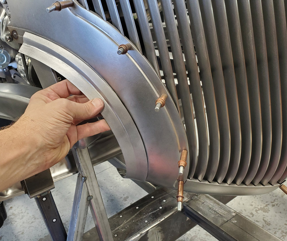 testing fit against the grille shell