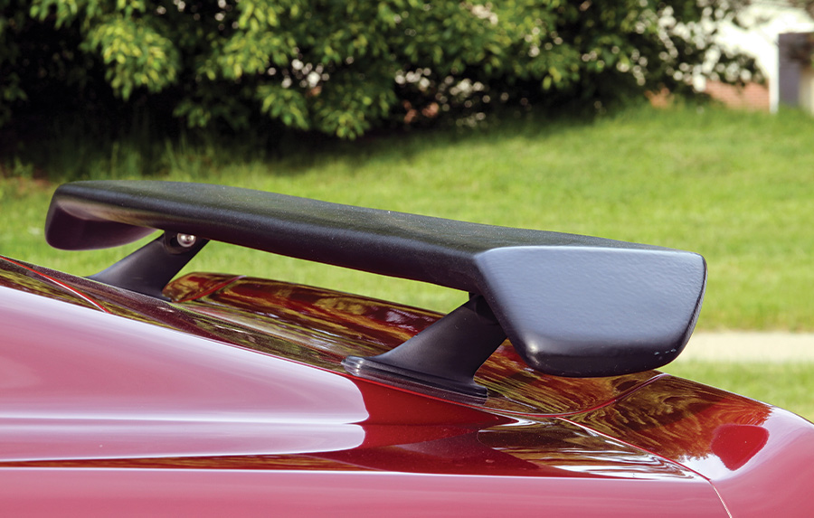 closeup of '69 Ford Mustang wing
