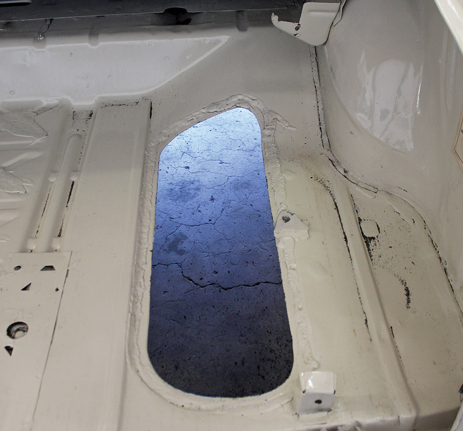 view of the car floor with the spare tirewell removed