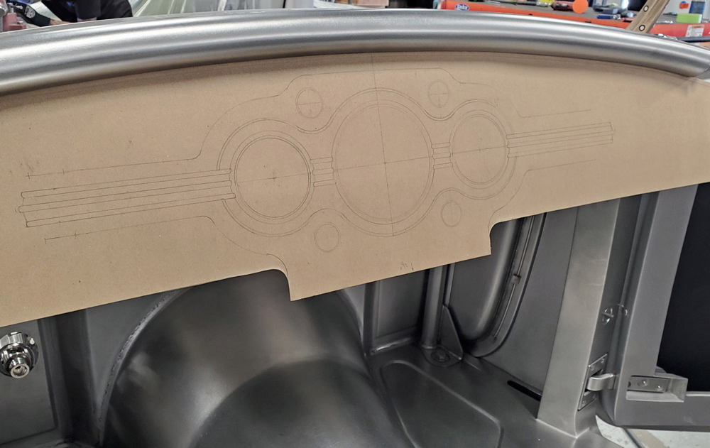 pencil layout on chipboard of dashboard design