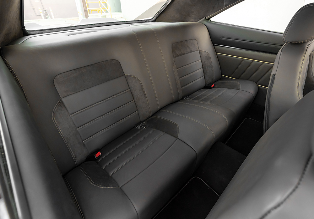 backseat of grey 68' dodge charger 