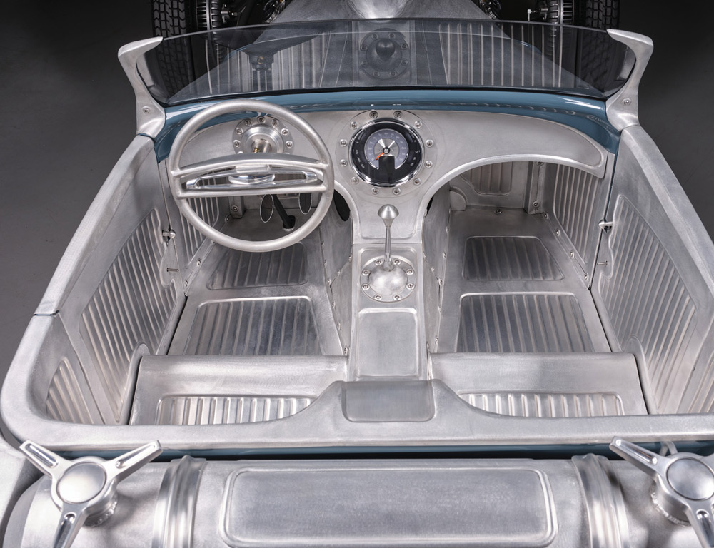 aerial shot on the interior of a ’31 Ford roadster