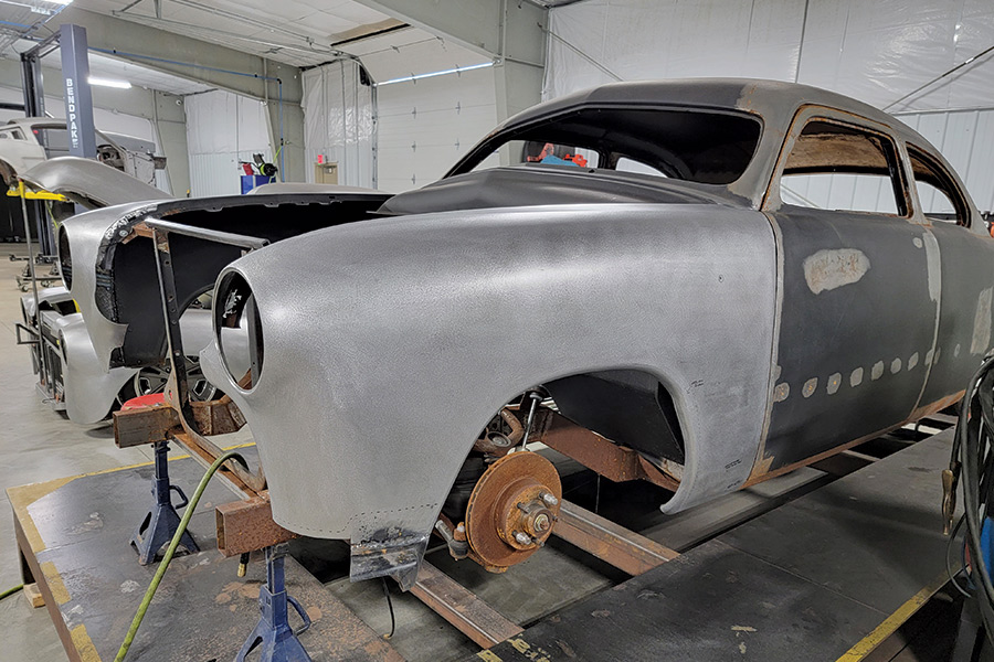 side view of shoebox ford with finished metal and tune-up