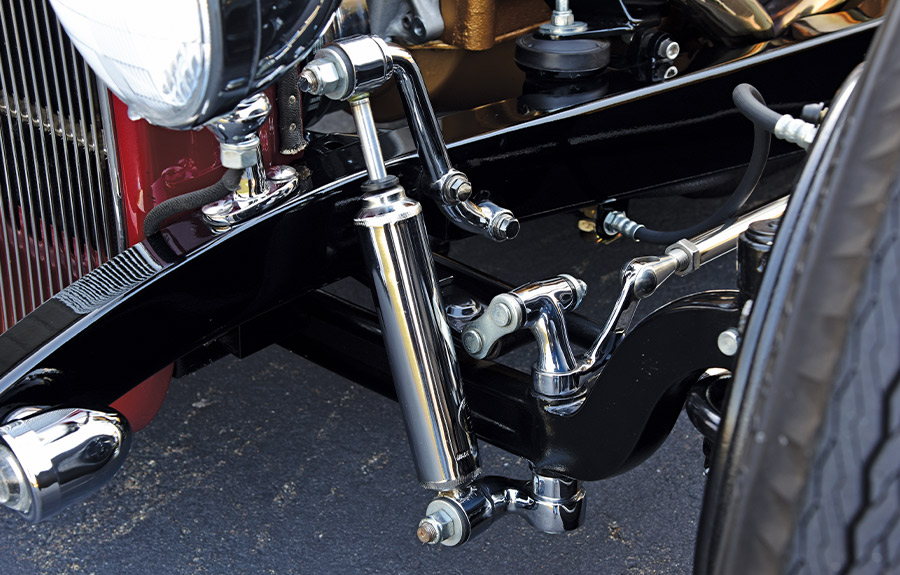 closeup of wheel component of '32 Ford