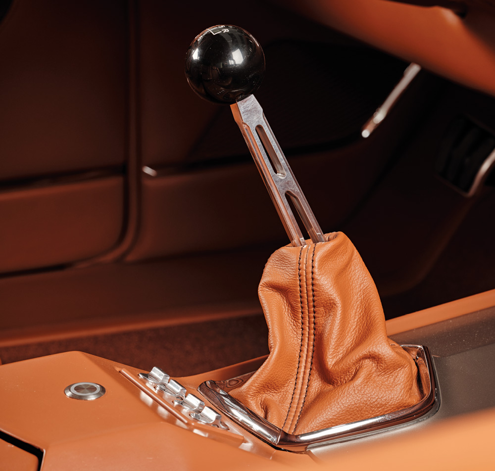 Close-up of center console with buttons and storage in a 1959 Chevrolet Impala