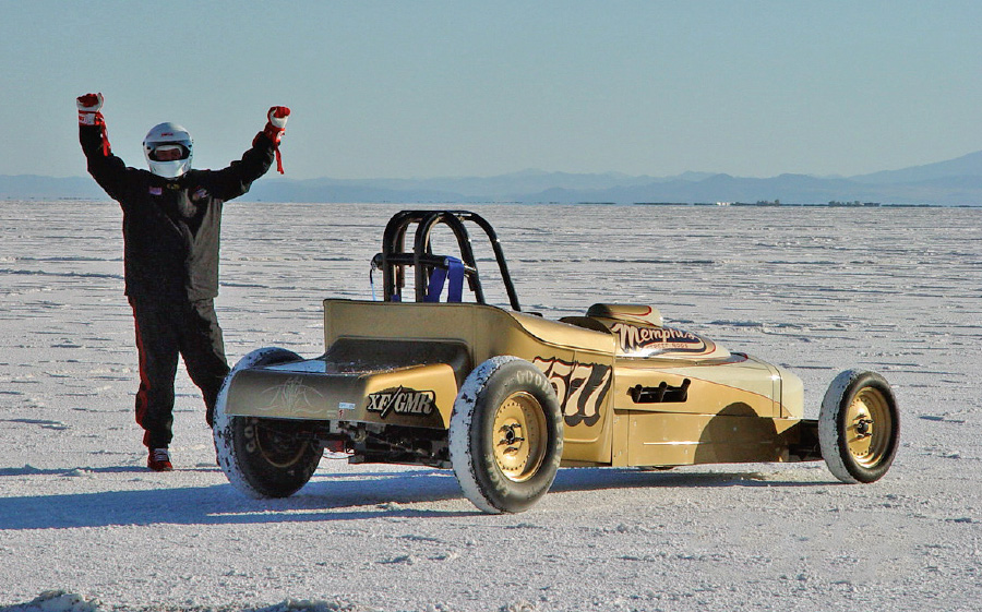 George with Flathead-powered roadster