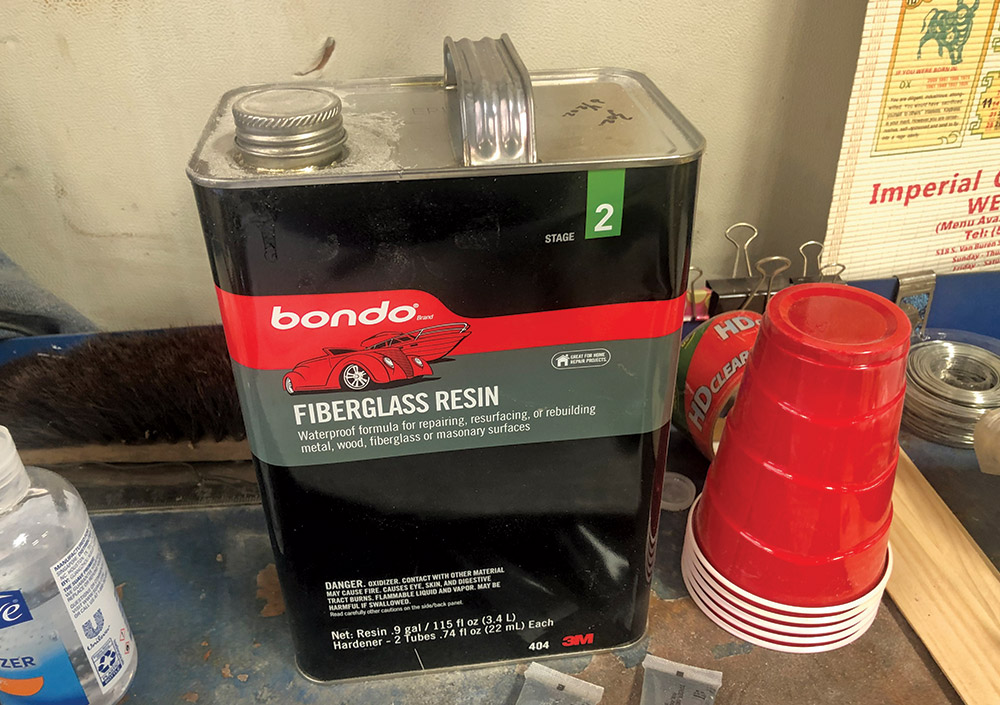 container of fiberglass resin